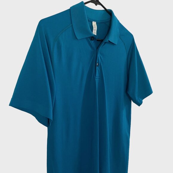 Lululemon Metal Vent Tech Polo Shirt Teal Men's Medium San Jose Sharks Logo - Picture 4 of 12